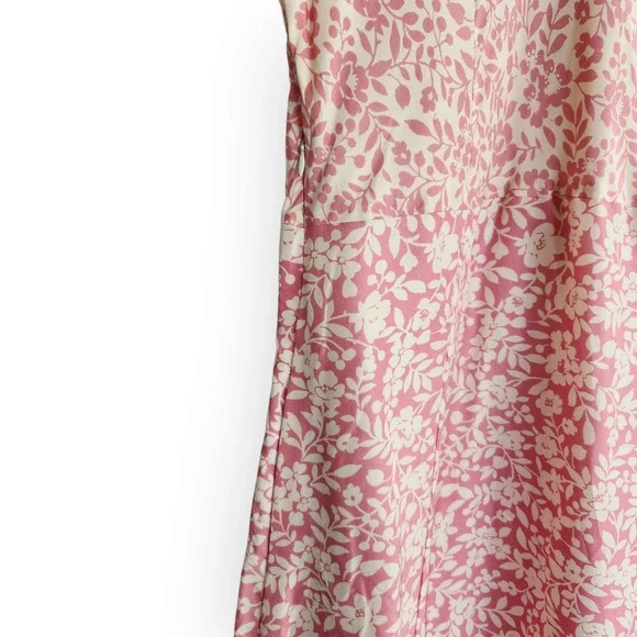 Y2K Isabella Bird White & Pink Floral V Neck Silk Midi Dress M - Picture 13 of 15
